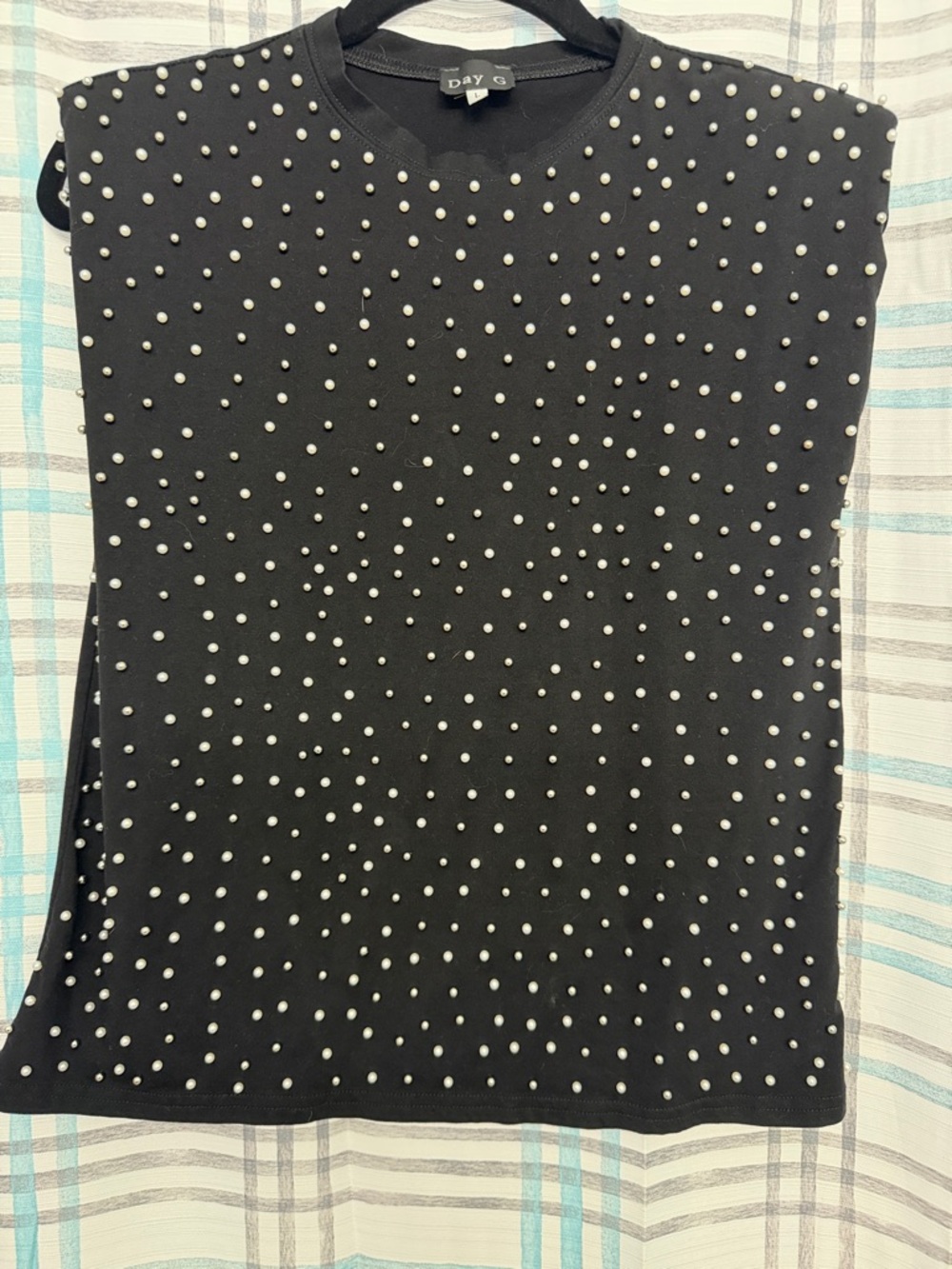 DAY studded black sleeveless knit top